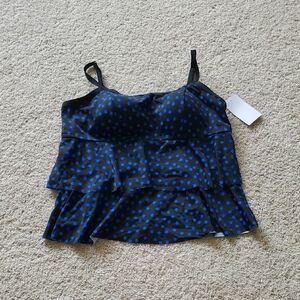 Swimsuits For All Blue Pokadot Tiered Swim Top